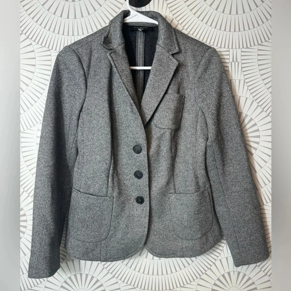Talbot’s Petites Women’s Gray Three Button Blazer Pockets Size 2P Wool Blend‎ - Picture 1 of 8